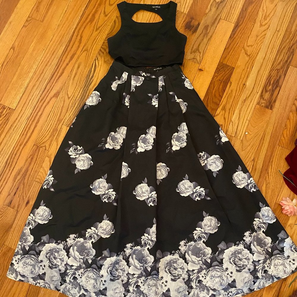 2 Piece Formal Black & White Gown - Juniors